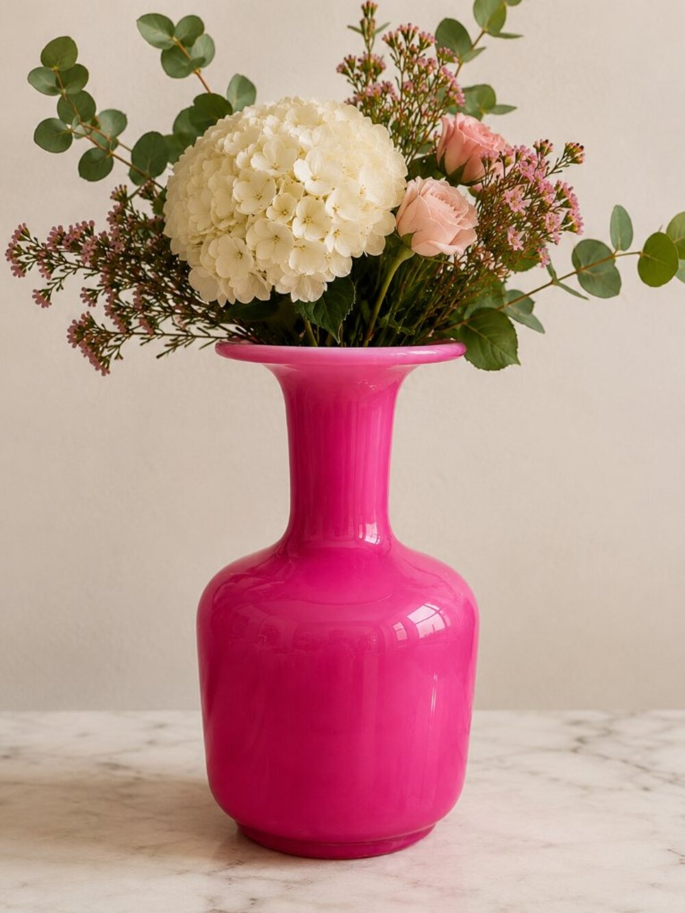 Blush Pink Polish Art Glass Vase – Made in Poland – Modern Satin Ombre Bud Vase